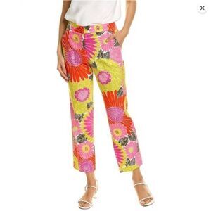 Trina Turk Botanical Jacquard Lutton Pant Women 4 Floral Cropped Bright Colorful